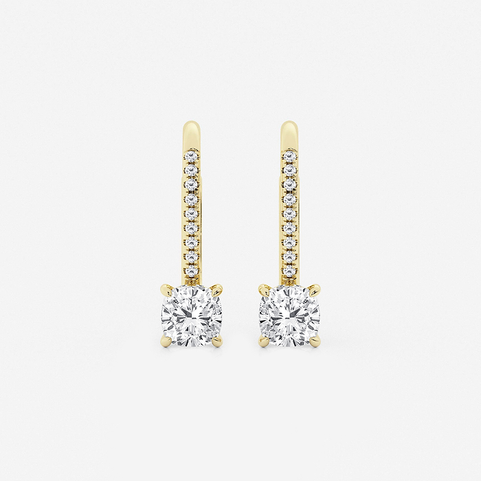 1 1/2 ctw Cushion Lab Grown Diamond Hidden Halo Earrings