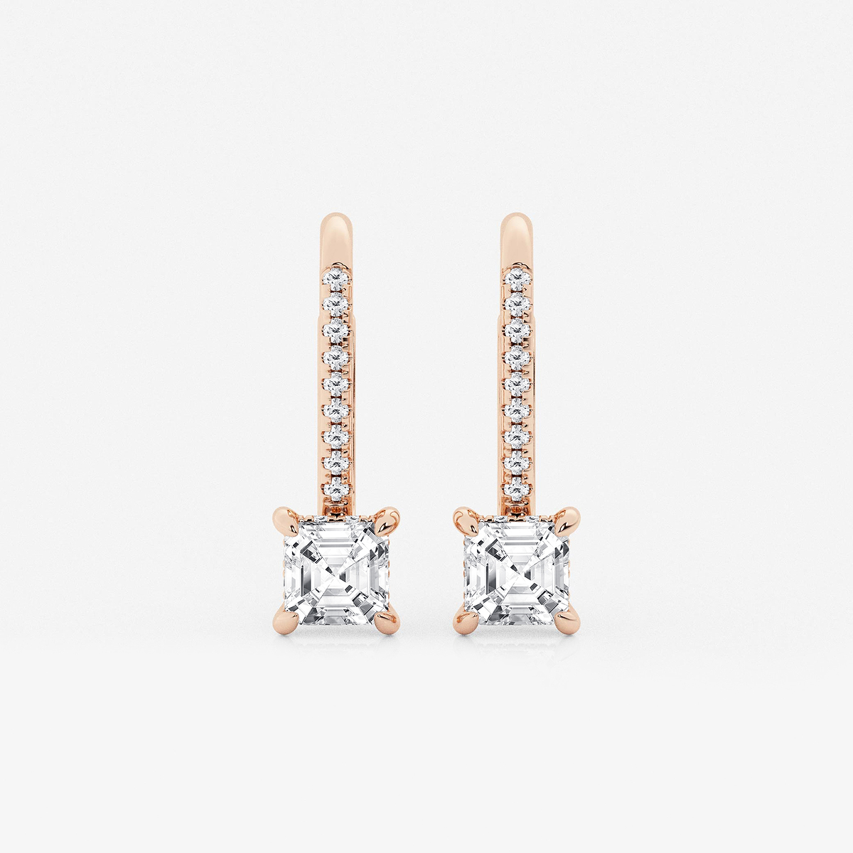 1 1/2 ctw Asscher Lab Grown Diamond Hidden Halo Earrings