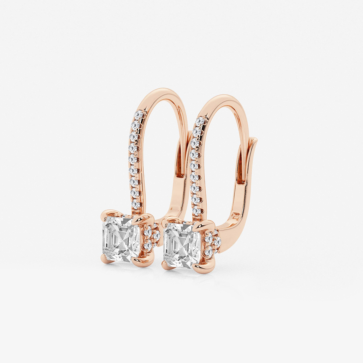 Additional Image 1 for  1 1/2 ctw Asscher Lab Grown Diamond Hidden Halo Earrings