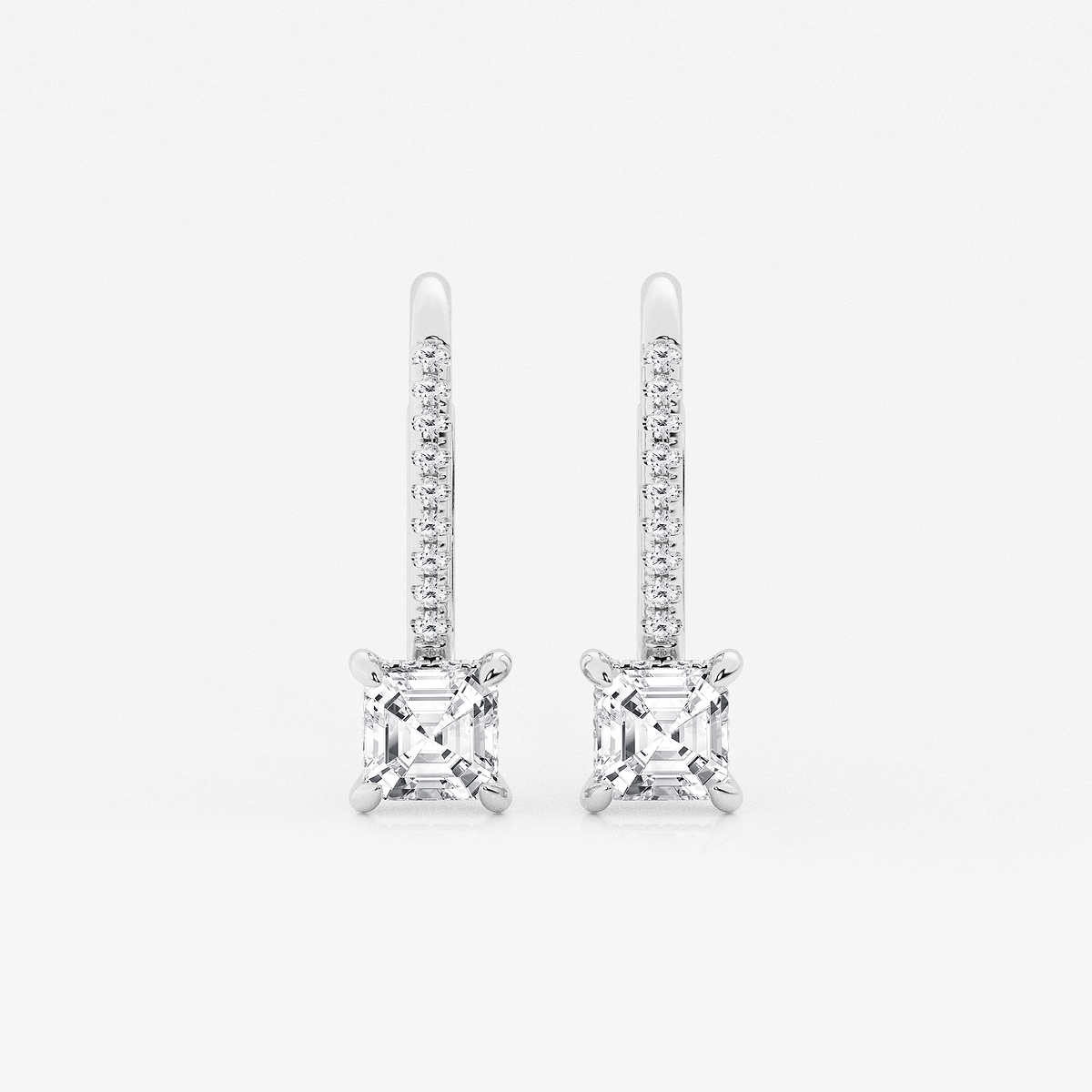 1 1/2 ctw Asscher Lab Grown Diamond Hidden Halo Earrings