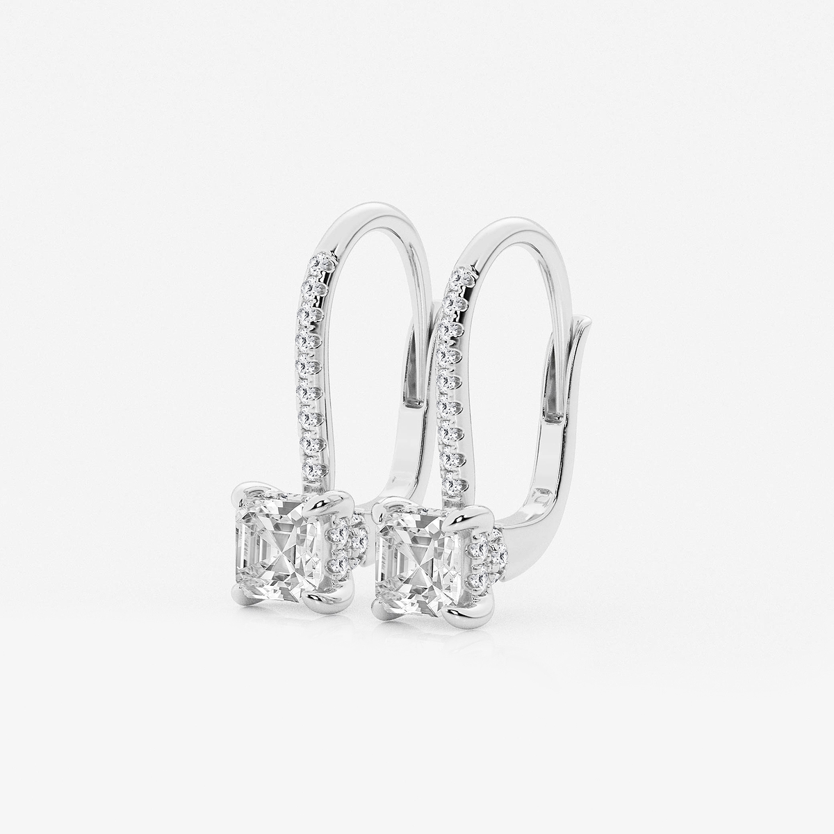 Additional Image 1 for  1 1/2 ctw Asscher Lab Grown Diamond Hidden Halo Earrings