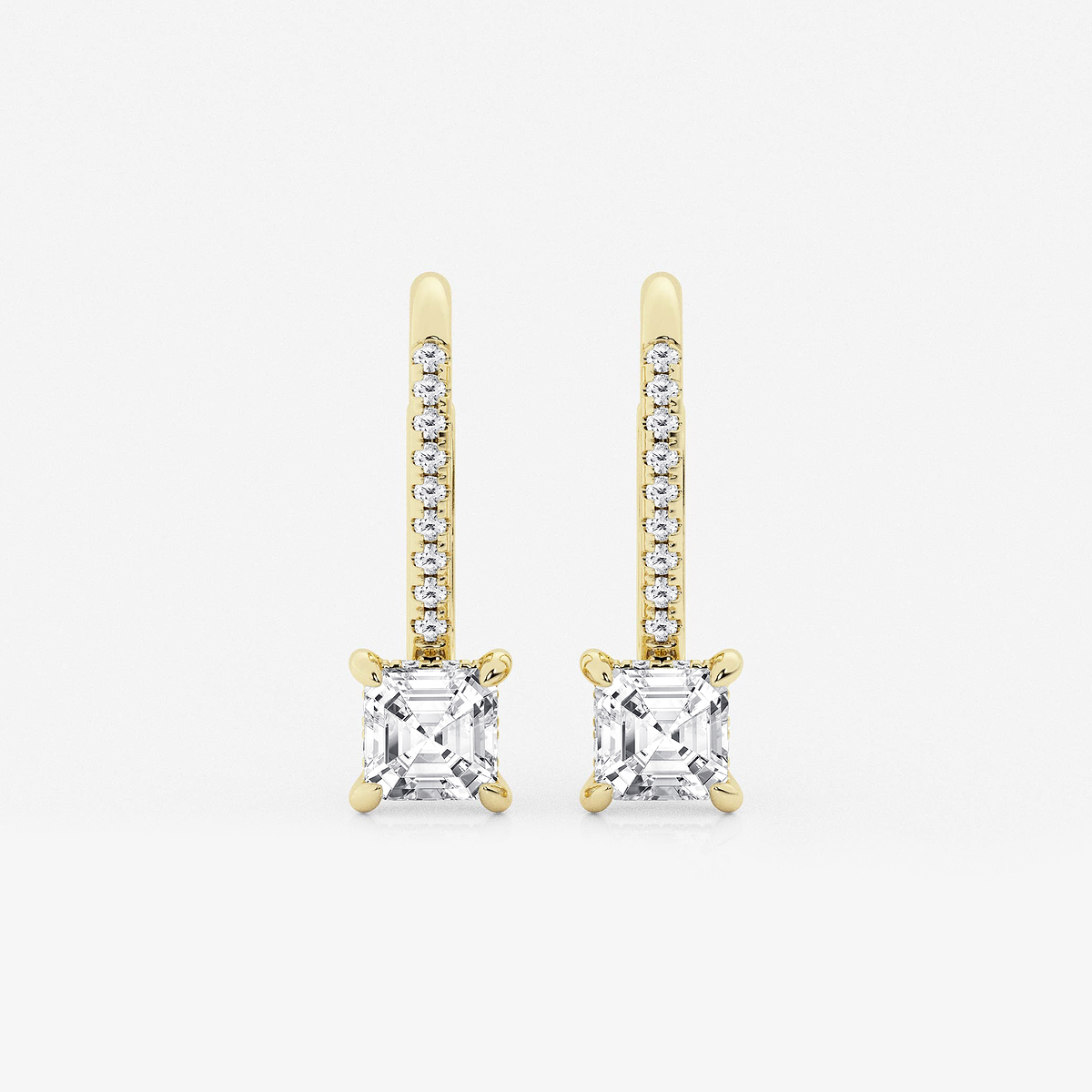 1 1/2 ctw Asscher Lab Grown Diamond Hidden Halo Earrings