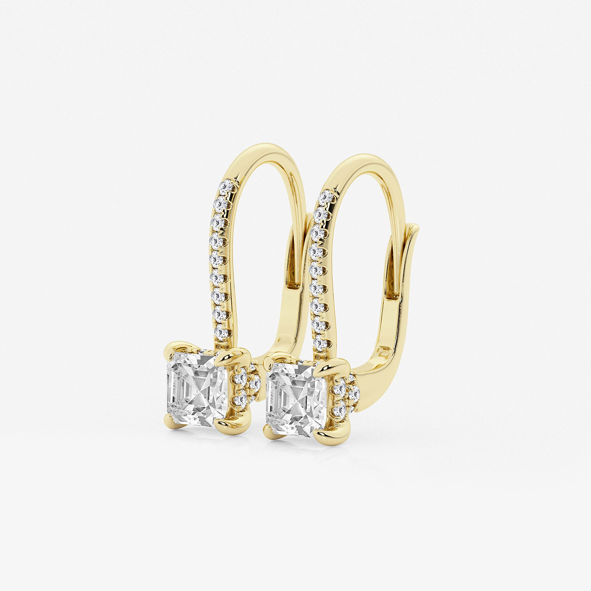 Additional Image 1 for  1 1/2 ctw Asscher Lab Grown Diamond Hidden Halo Earrings