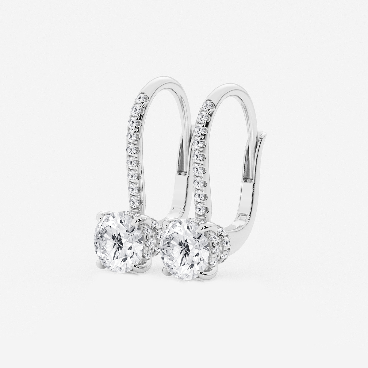 Additional Image 1 for  2 ctw Round Lab Grown Diamond Hidden Halo Earrings