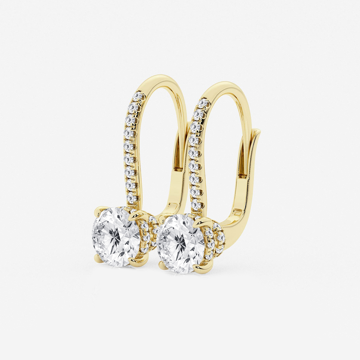 Additional Image 1 for  2 ctw Round Lab Grown Diamond Hidden Halo Earrings