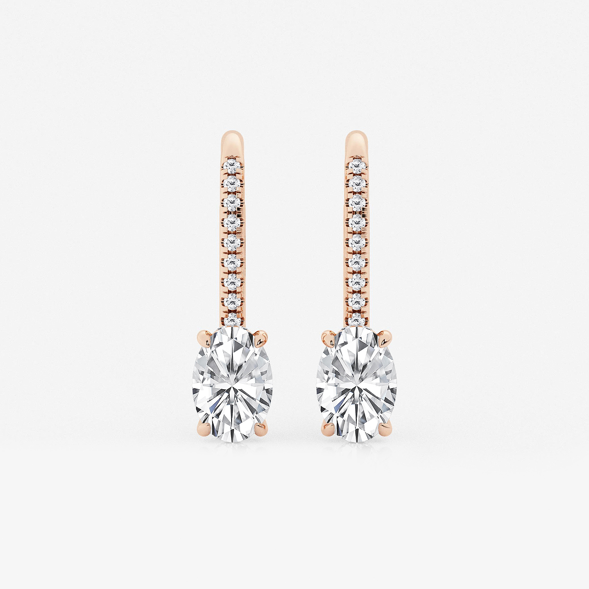 2 ctw Oval Lab Grown Diamond Hidden Halo Earrings