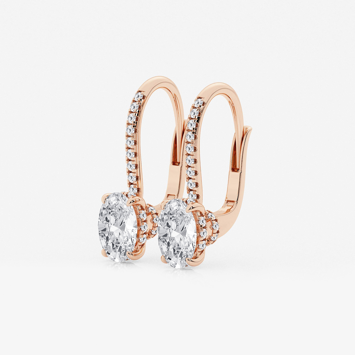 Additional Image 1 for  2 ctw Oval Lab Grown Diamond Hidden Halo Earrings
