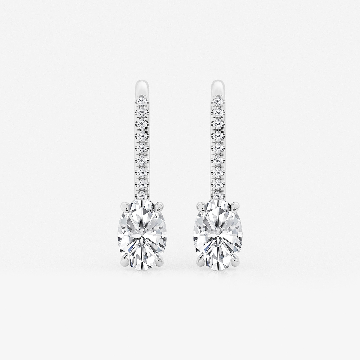 2 ctw Oval Lab Grown Diamond Hidden Halo Earrings