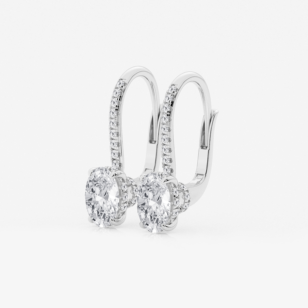 Additional Image 1 for  2 ctw Oval Lab Grown Diamond Hidden Halo Earrings