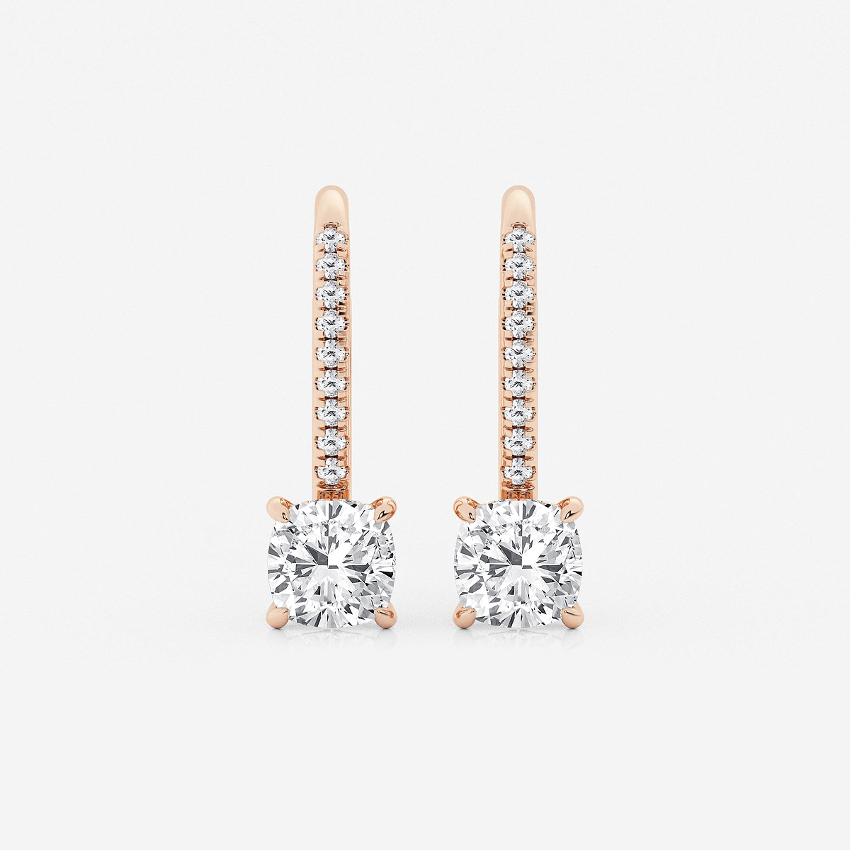 2 ctw Cushion Lab Grown Diamond Hidden Halo Earrings