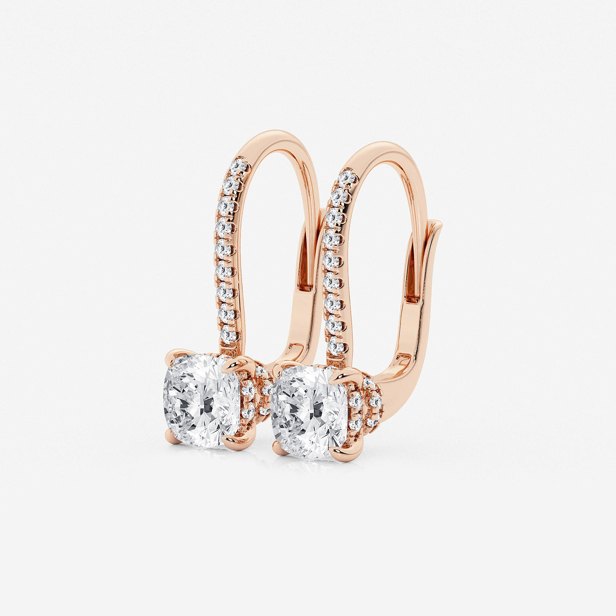 Additional Image 1 for  2 ctw Cushion Lab Grown Diamond Hidden Halo Earrings