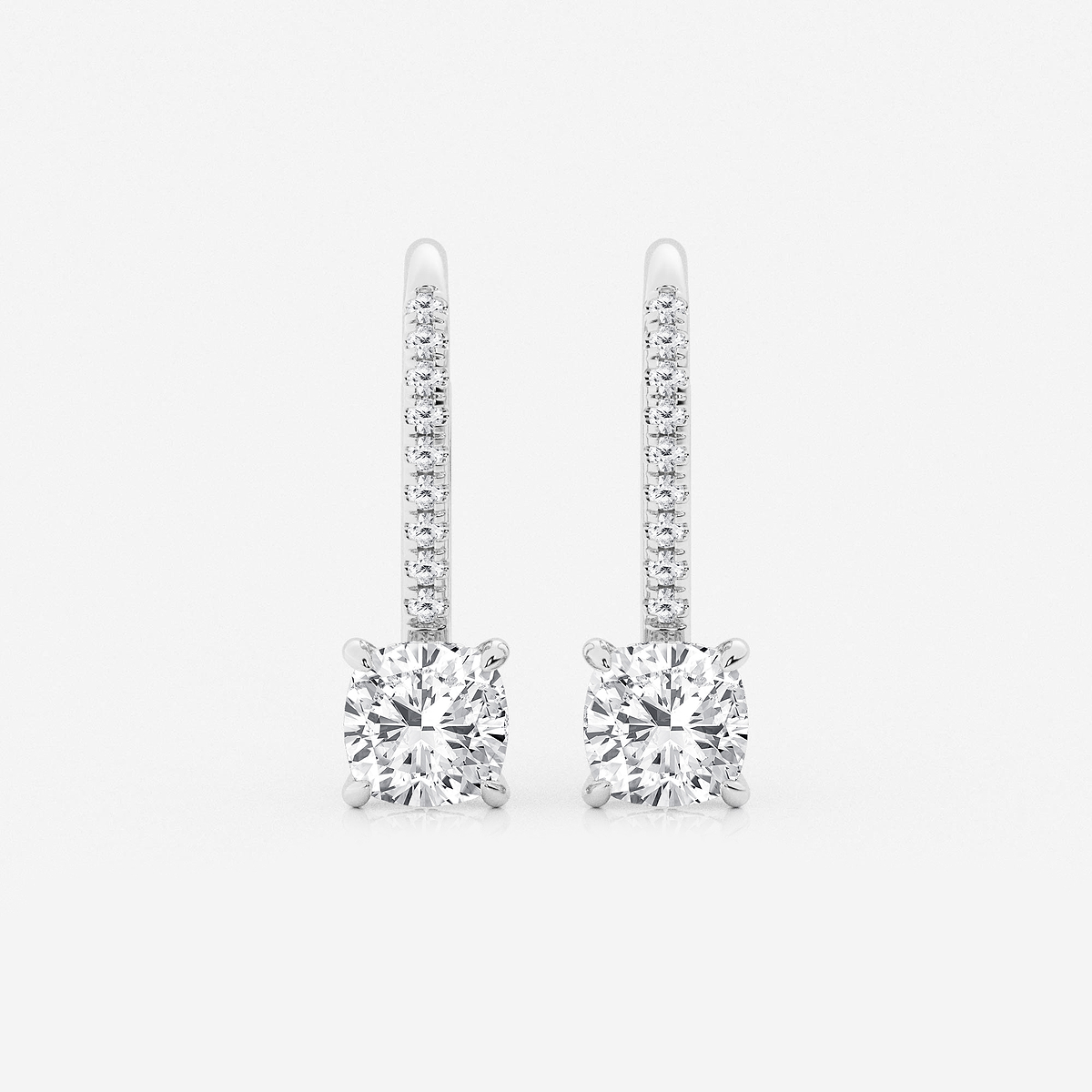2 ctw Cushion Lab Grown Diamond Hidden Halo Earrings