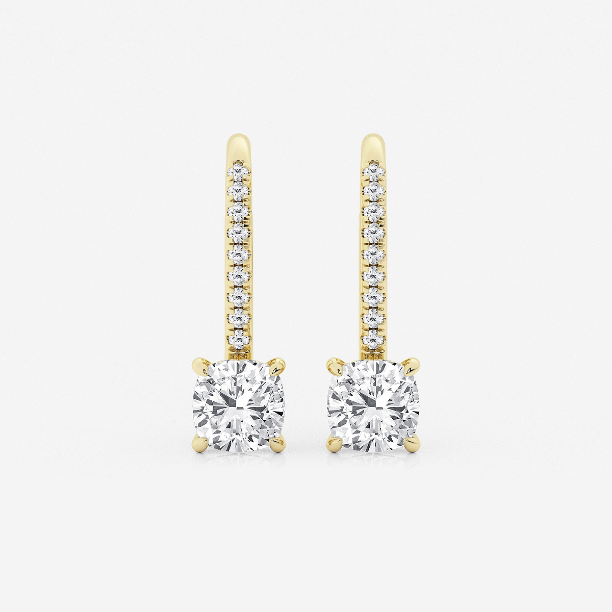 2 ctw Cushion Lab Grown Diamond Hidden Halo Earrings
