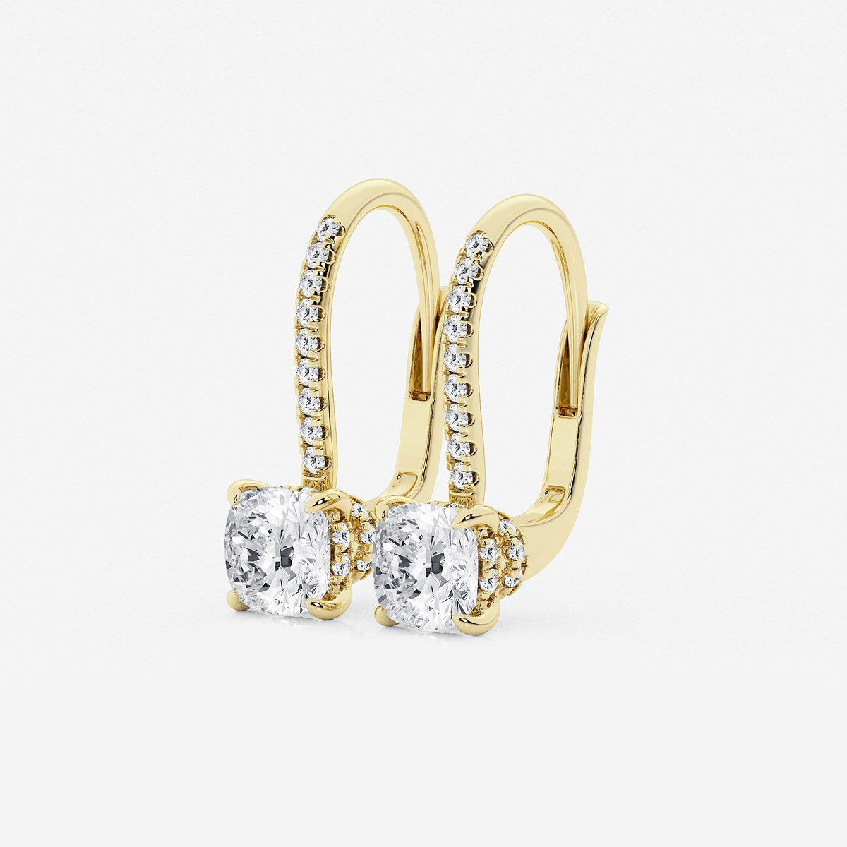 Additional Image 1 for  2 ctw Cushion Lab Grown Diamond Hidden Halo Earrings