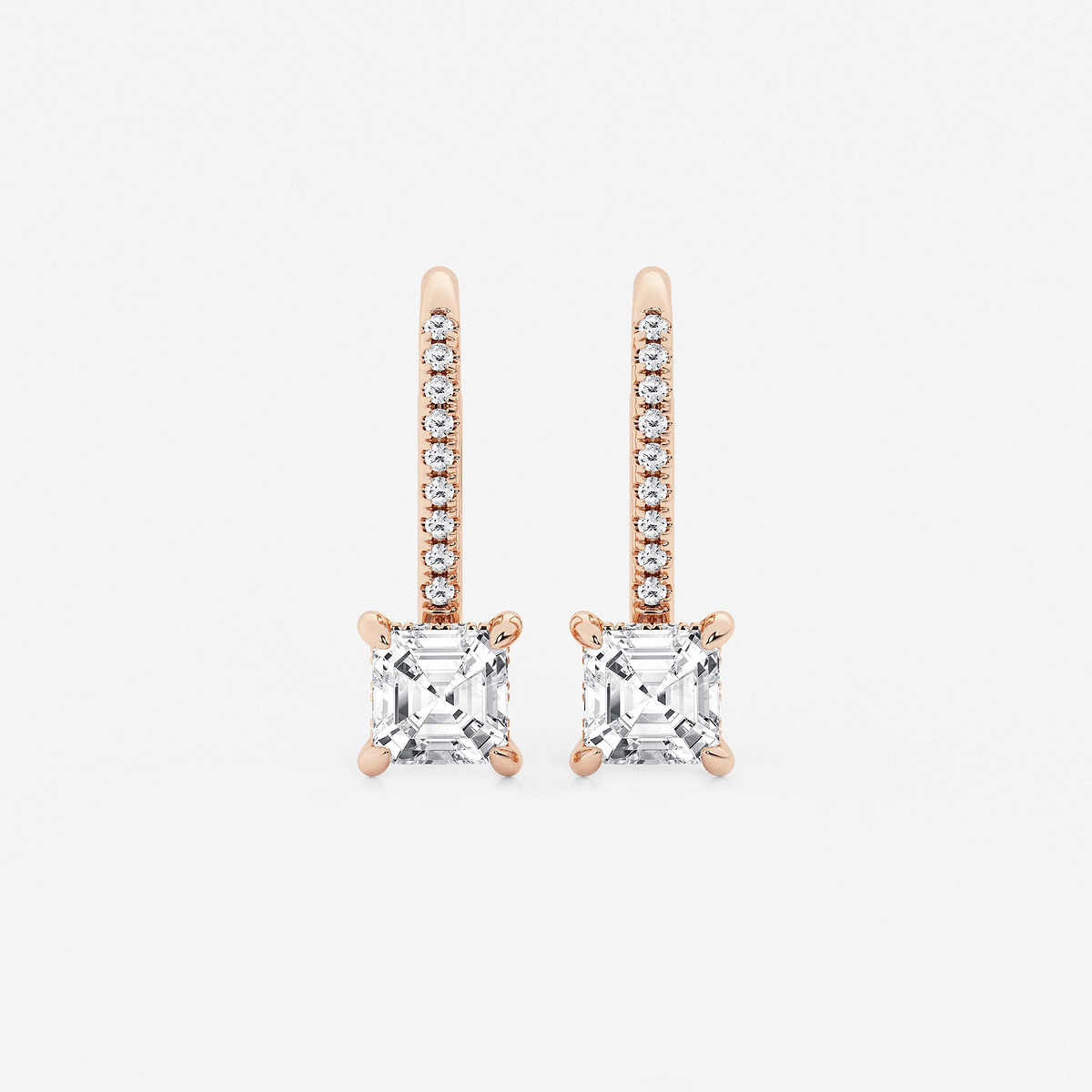 2 ctw Asscher Lab Grown Diamond Hidden Halo Earrings