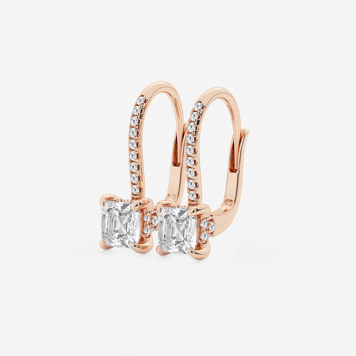 Additional Image 1 for  2 ctw Asscher Lab Grown Diamond Hidden Halo Earrings