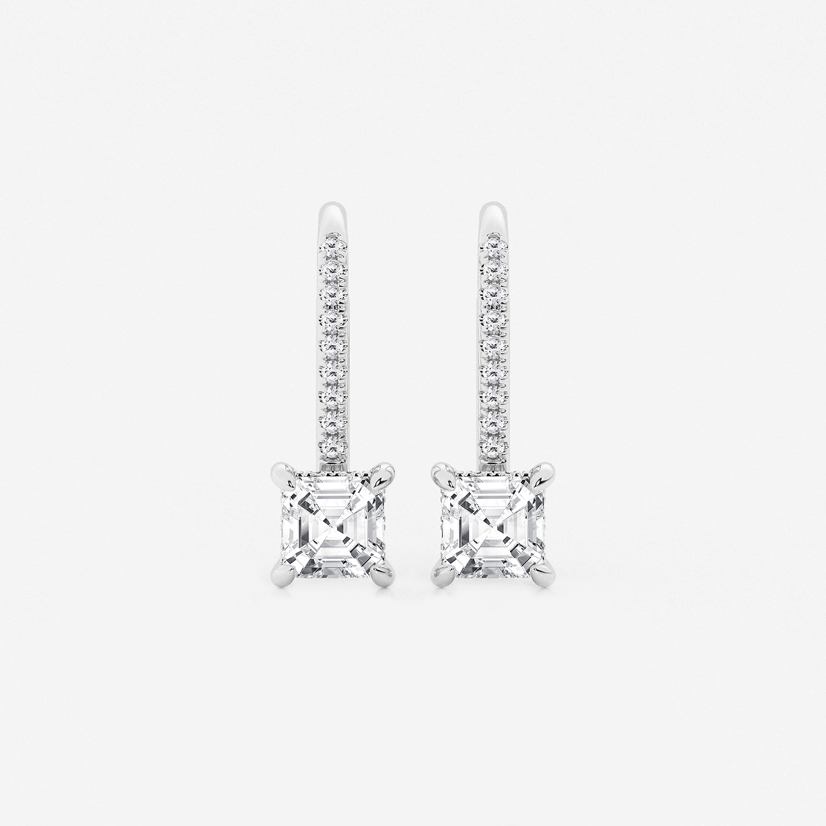 2 ctw Asscher Lab Grown Diamond Hidden Halo Earrings