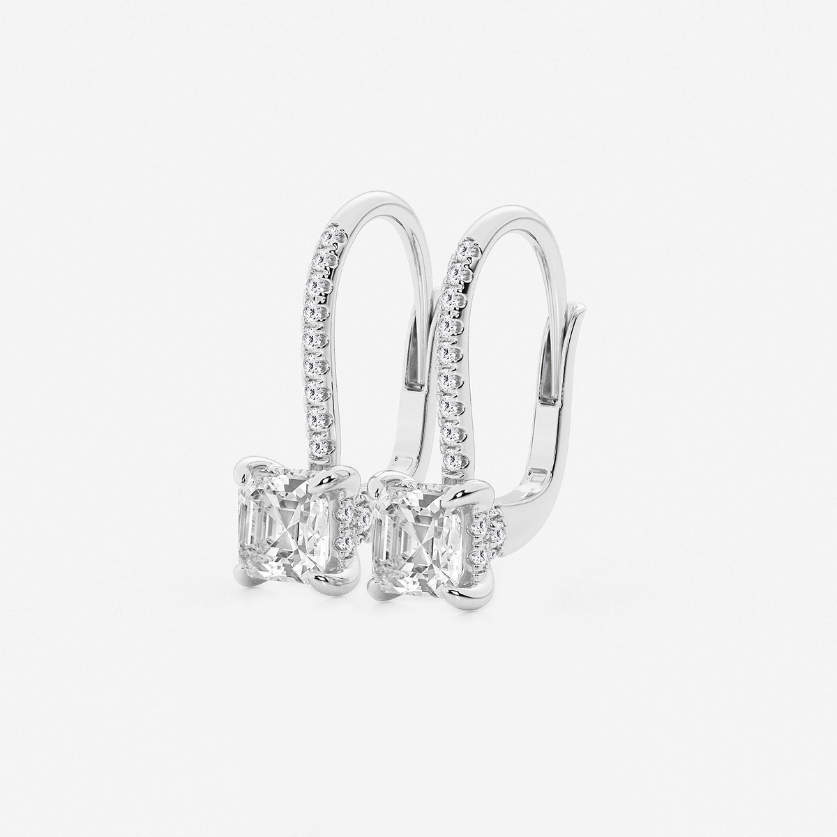 Additional Image 1 for  2 ctw Asscher Lab Grown Diamond Hidden Halo Earrings
