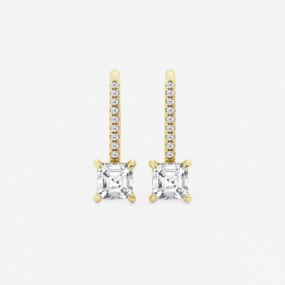 2 ctw Asscher Lab Grown Diamond Hidden Halo Earrings