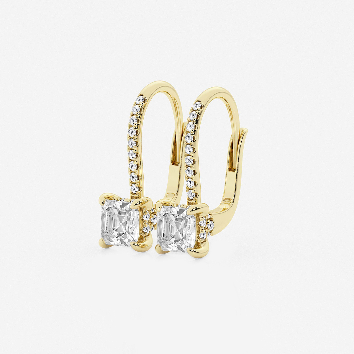 Additional Image 1 for  2 ctw Asscher Lab Grown Diamond Hidden Halo Earrings