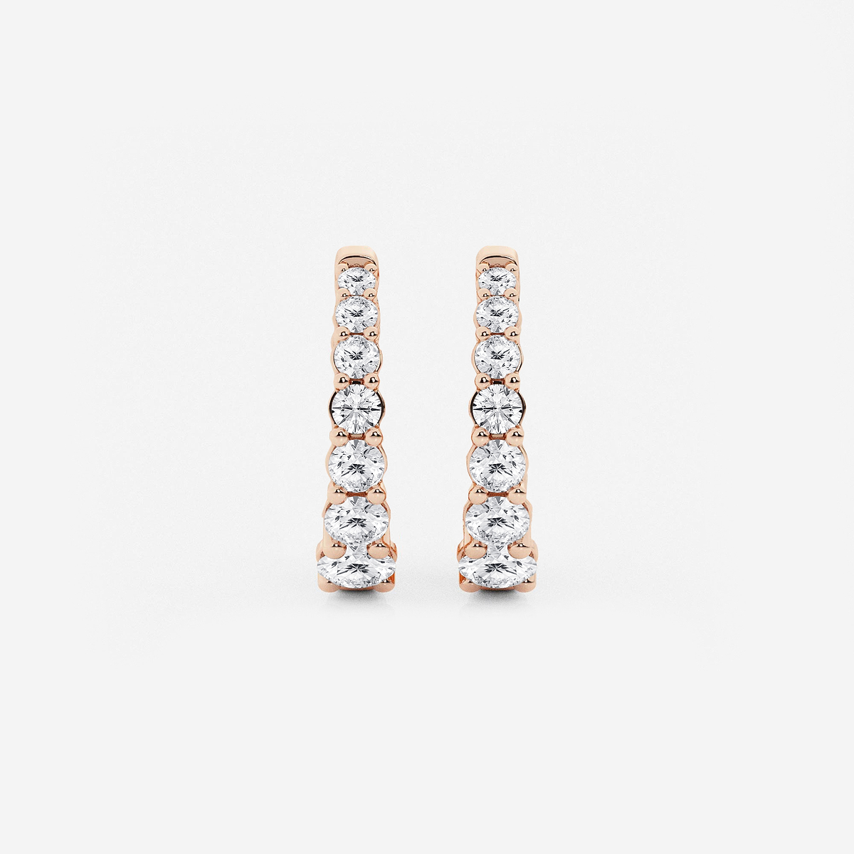 1 ctw Round Lab Grown Diamond Graduated Inside Out Huggie Hoop Earrings