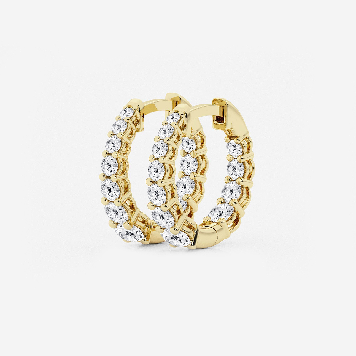 Additional Image 1 for  1 ctw Round Lab Grown Diamond Graduated Inside Out Huggie Hoop Earrings