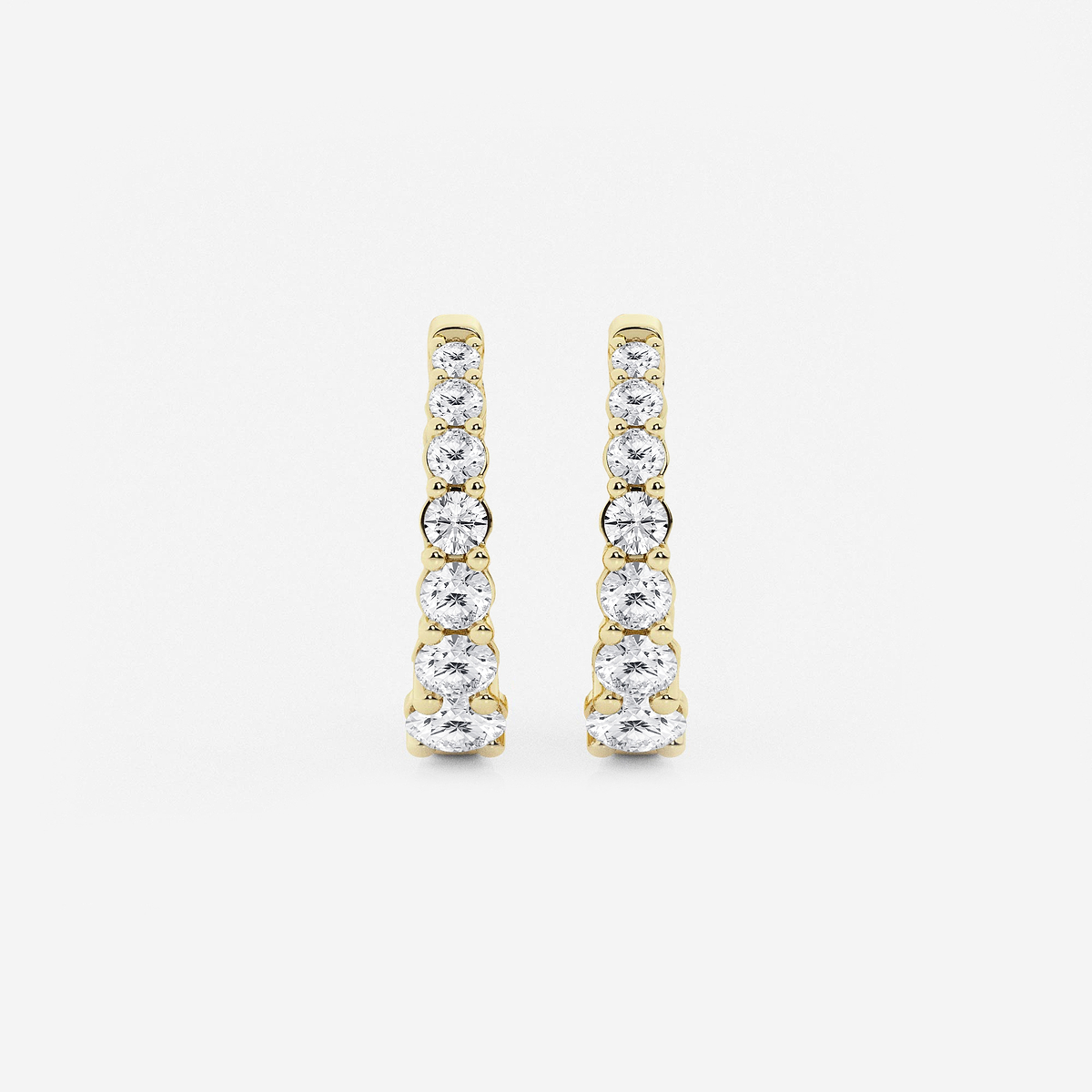 1 ctw Round Lab Grown Diamond Graduated Inside Out Huggie Hoop Earrings