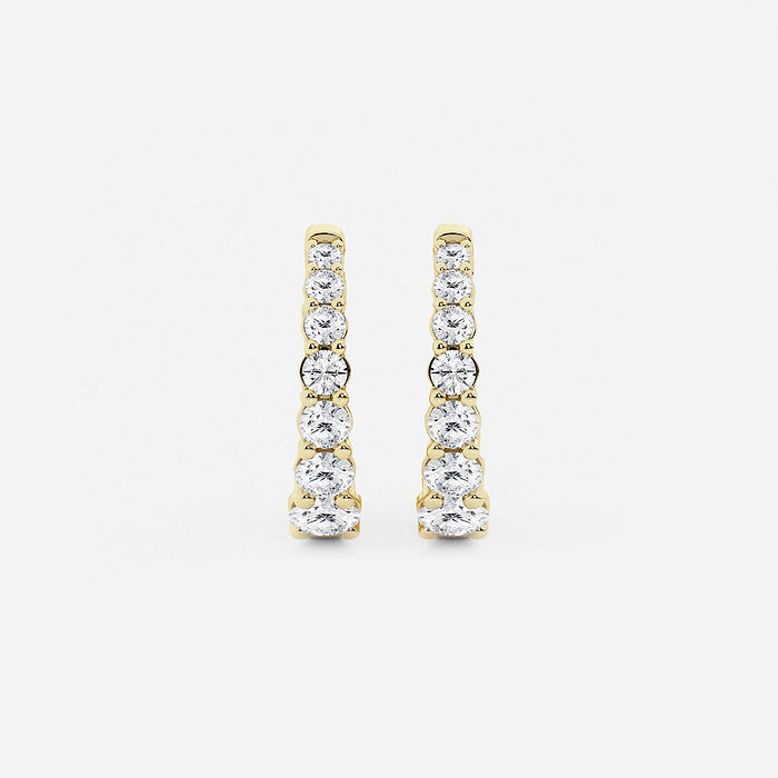 Graduated Inside Out - 1 ctw Round Lab Grown Diamond Graduated Inside Out Huggie Hoop Earrings