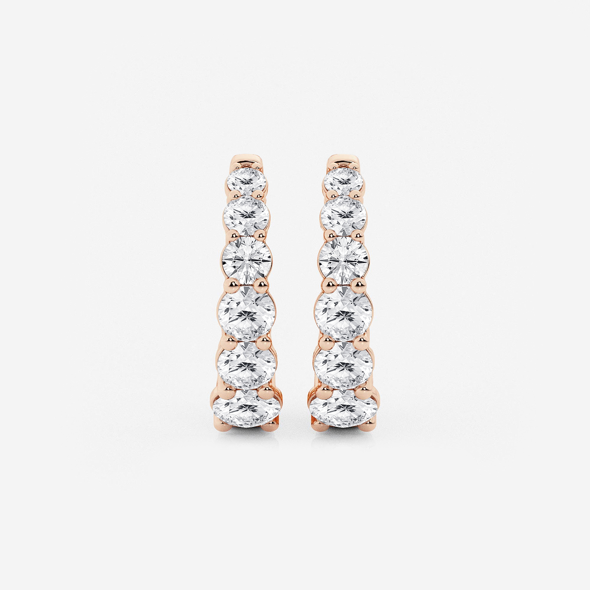 2 ctw Round Lab Grown Diamond Graduated Inside Out Huggie Hoop Earrings