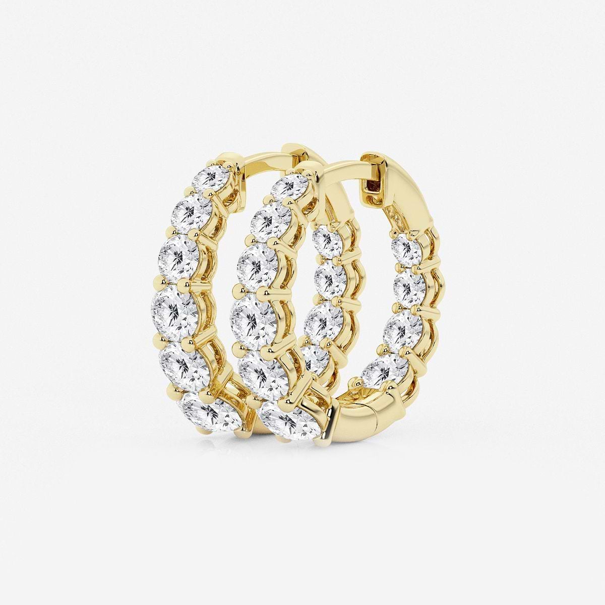 Additional Image 1 for  2 ctw Round Lab Grown Diamond Graduated Inside Out Huggie Hoop Earrings