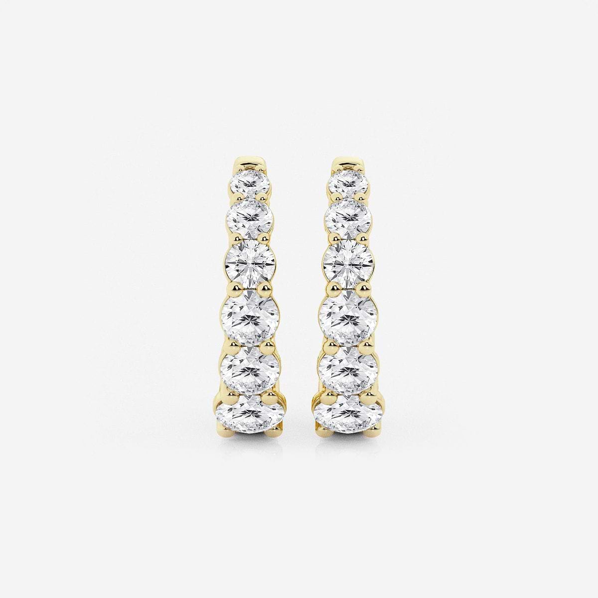 2 ctw Round Lab Grown Diamond Graduated Inside Out Huggie Hoop Earrings
