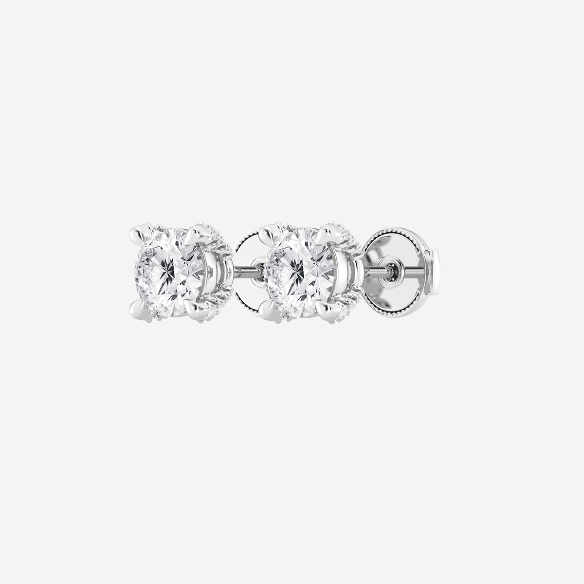 Additional Image 1 for  1 1/8 ctw Round Lab Grown Diamond Side Stone Stud Earrings