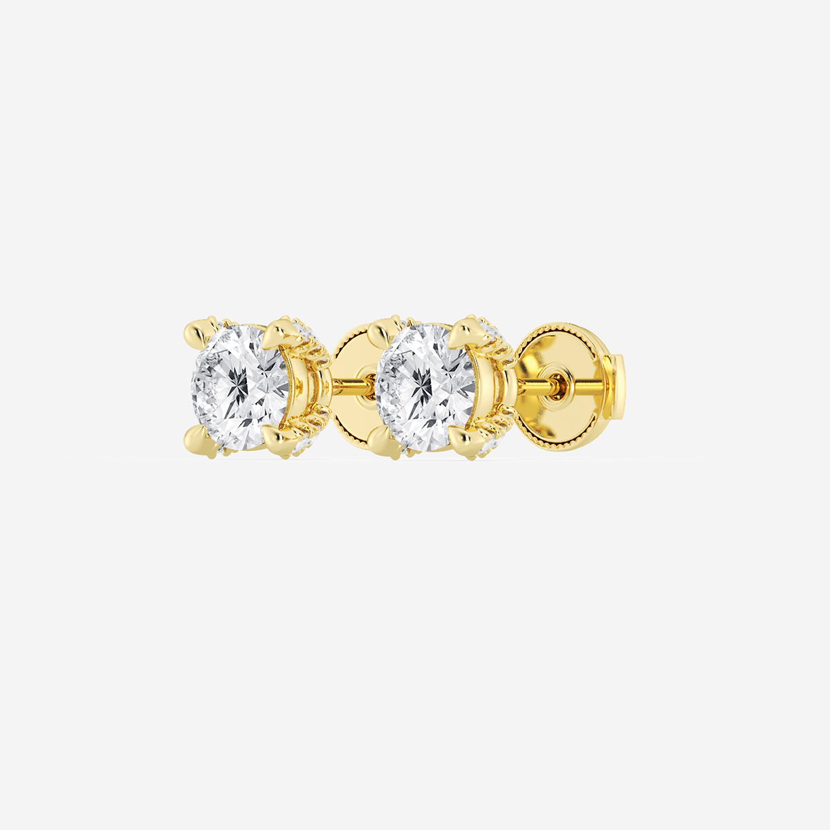 Additional Image 1 for  1 1/8 ctw Round Lab Grown Diamond Side Stone Stud Earrings