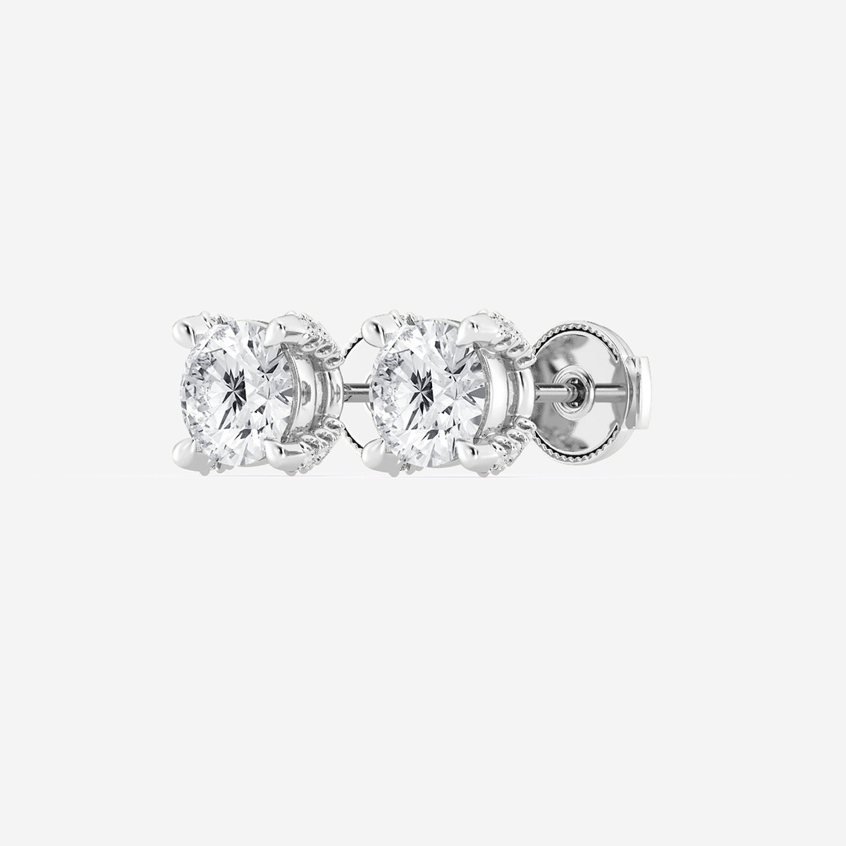 Additional Image 1 for  1 5/8 ctw Round Lab Grown Diamond Side Stone Stud Earrings