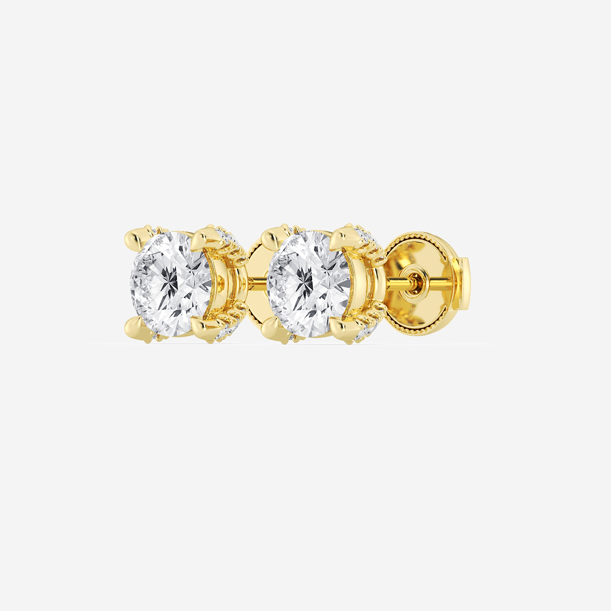 Additional Image 1 for  1 5/8 ctw Round Lab Grown Diamond Side Stone Stud Earrings