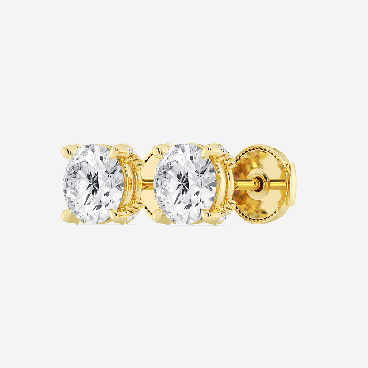 Additional Image 1 for  3 1/8 ctw Round Lab Grown Diamond Side Stone Stud Earrings