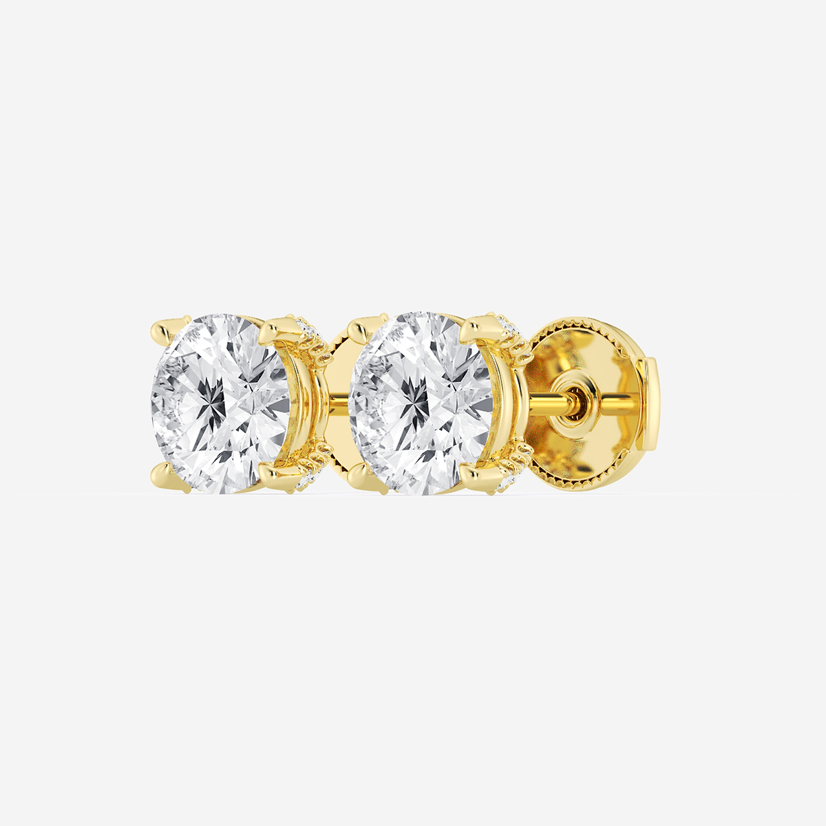 Additional Image 1 for  4 1/8 ctw Round Lab Grown Diamond Side Stone Stud Earrings