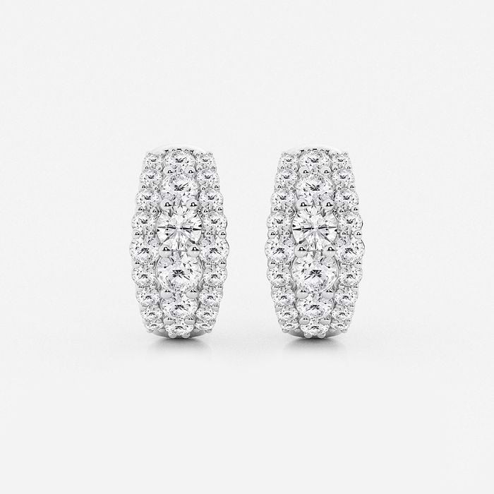 Graduated Triple Row Huggie Round Hoop Earrings