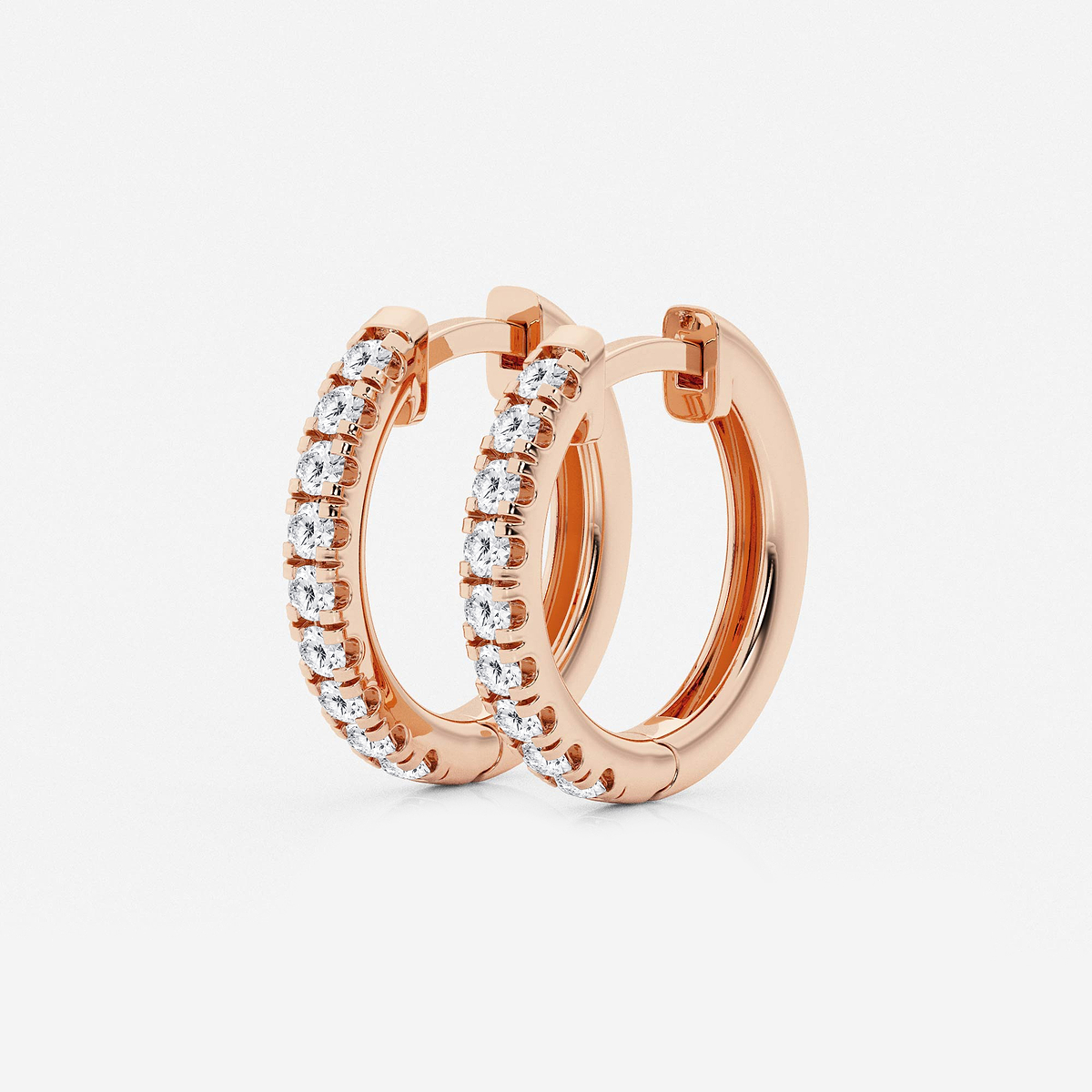 Additional Image 1 for  1/2 ctw Round Lab Grown Diamond French Pave Hoop Earrings