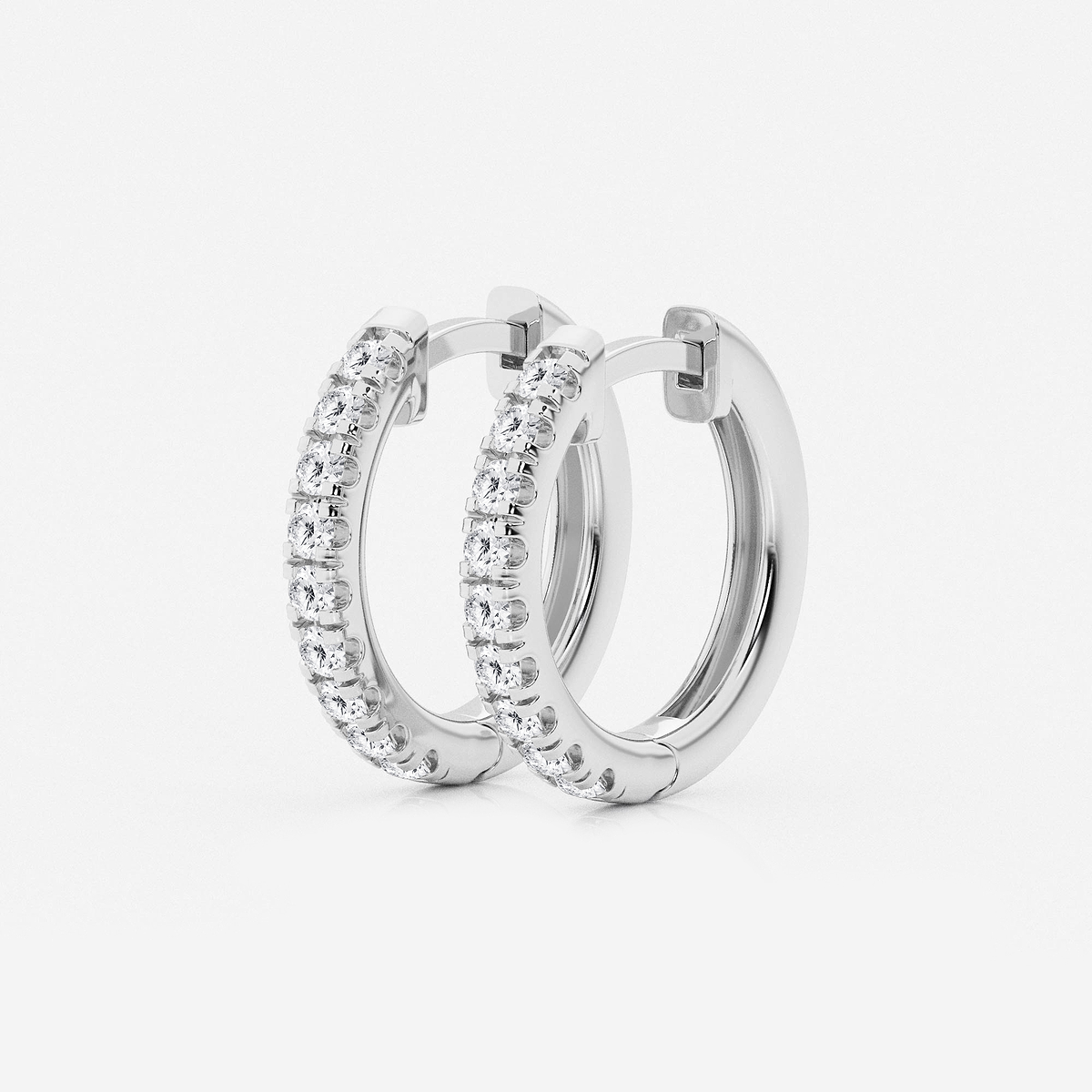 Additional Image 1 for  1/2 ctw Round Lab Grown Diamond French Pave Hoop Earrings