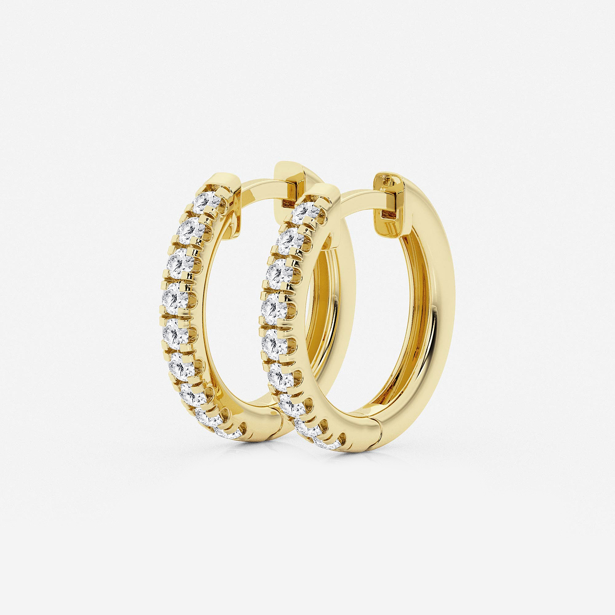 Additional Image 1 for  1/2 ctw Round Lab Grown Diamond French Pave Hoop Earrings