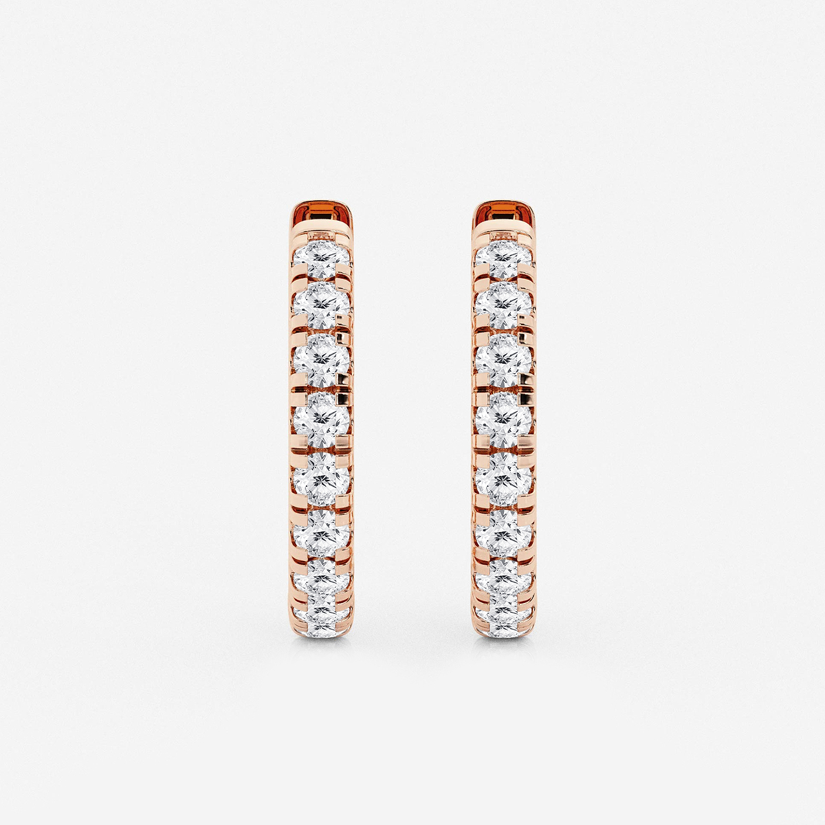 1 ctw Round Lab Grown Diamond French Pave Hoop Earrings