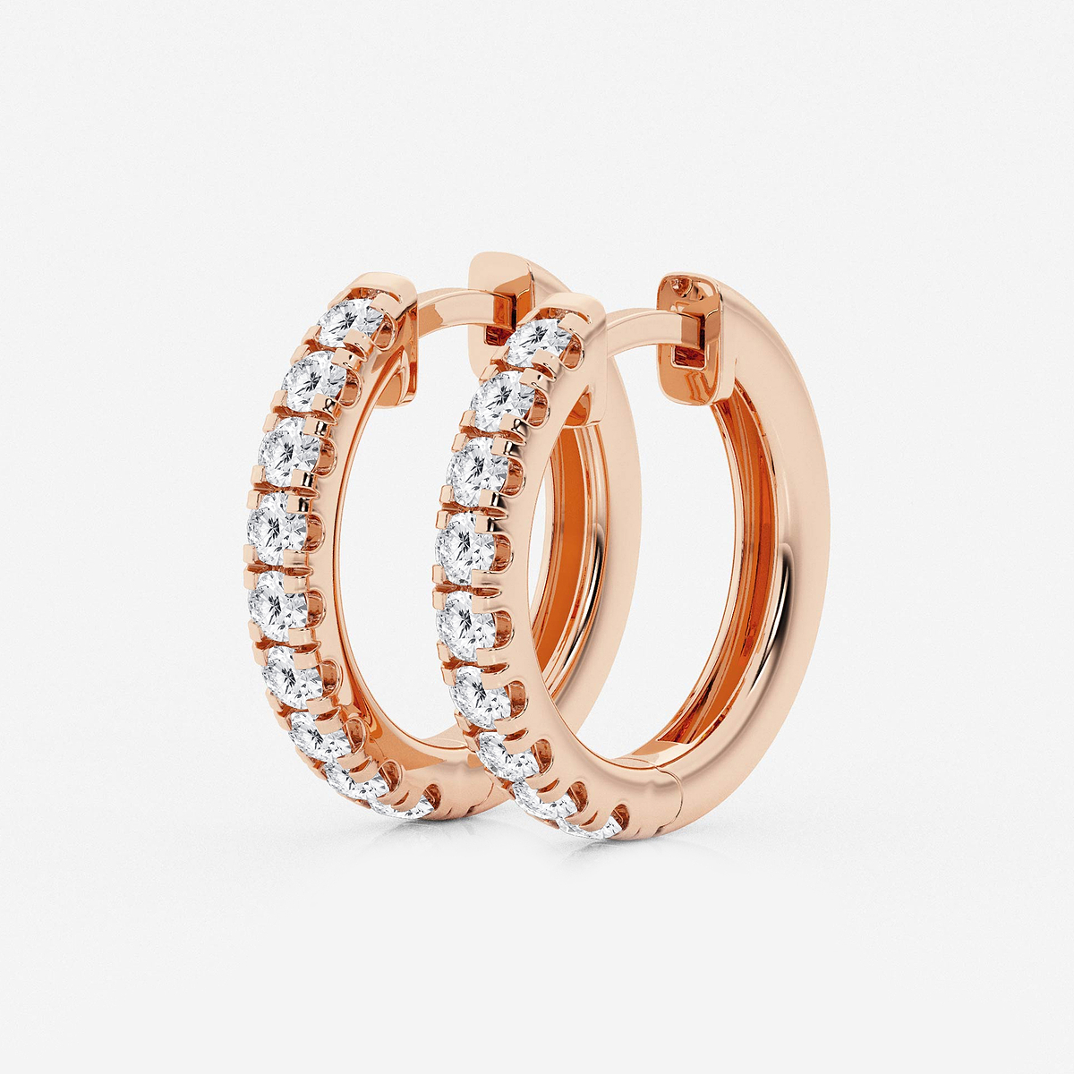 Additional Image 1 for  1 ctw Round Lab Grown Diamond French Pave Hoop Earrings