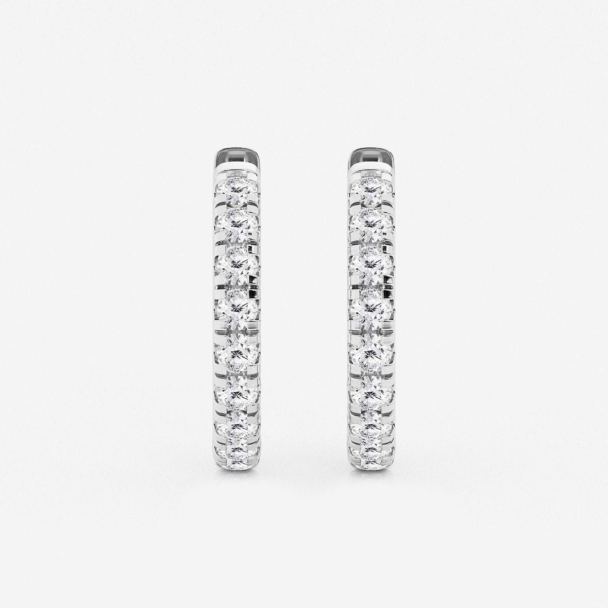 1 ctw Round Lab Grown Diamond French Pave Hoop Earrings