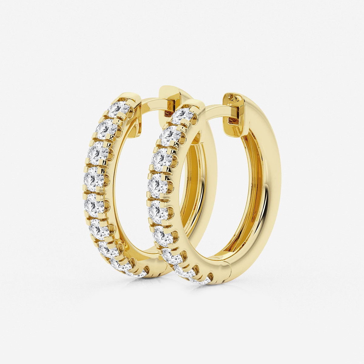 Additional Image 1 for  1 ctw Round Lab Grown Diamond French Pave Hoop Earrings