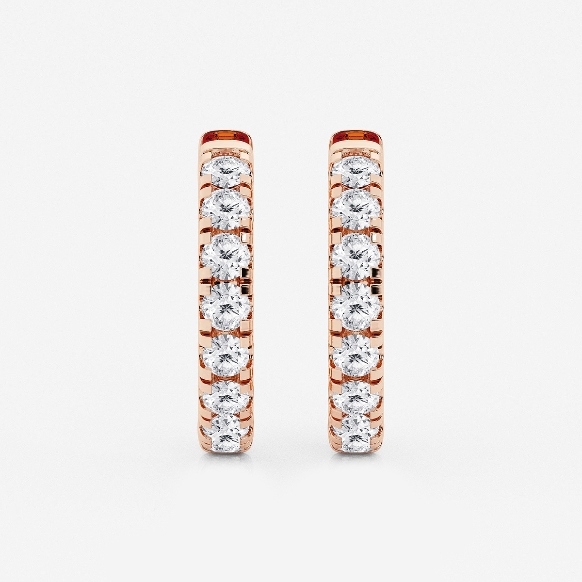 2 ctw Round Lab Grown Diamond French Pave Hoop Earrings