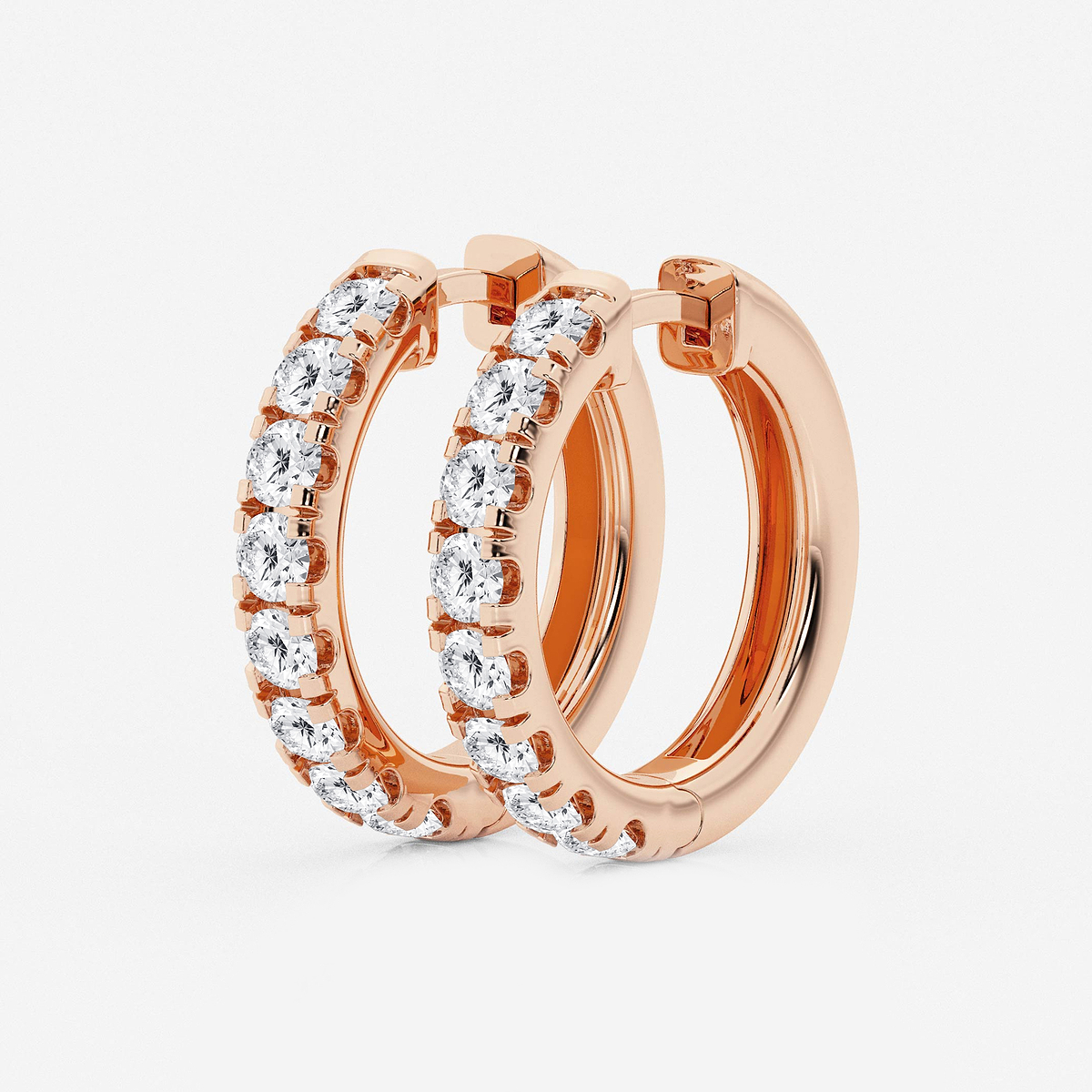 Additional Image 1 for  2 ctw Round Lab Grown Diamond French Pave Hoop Earrings