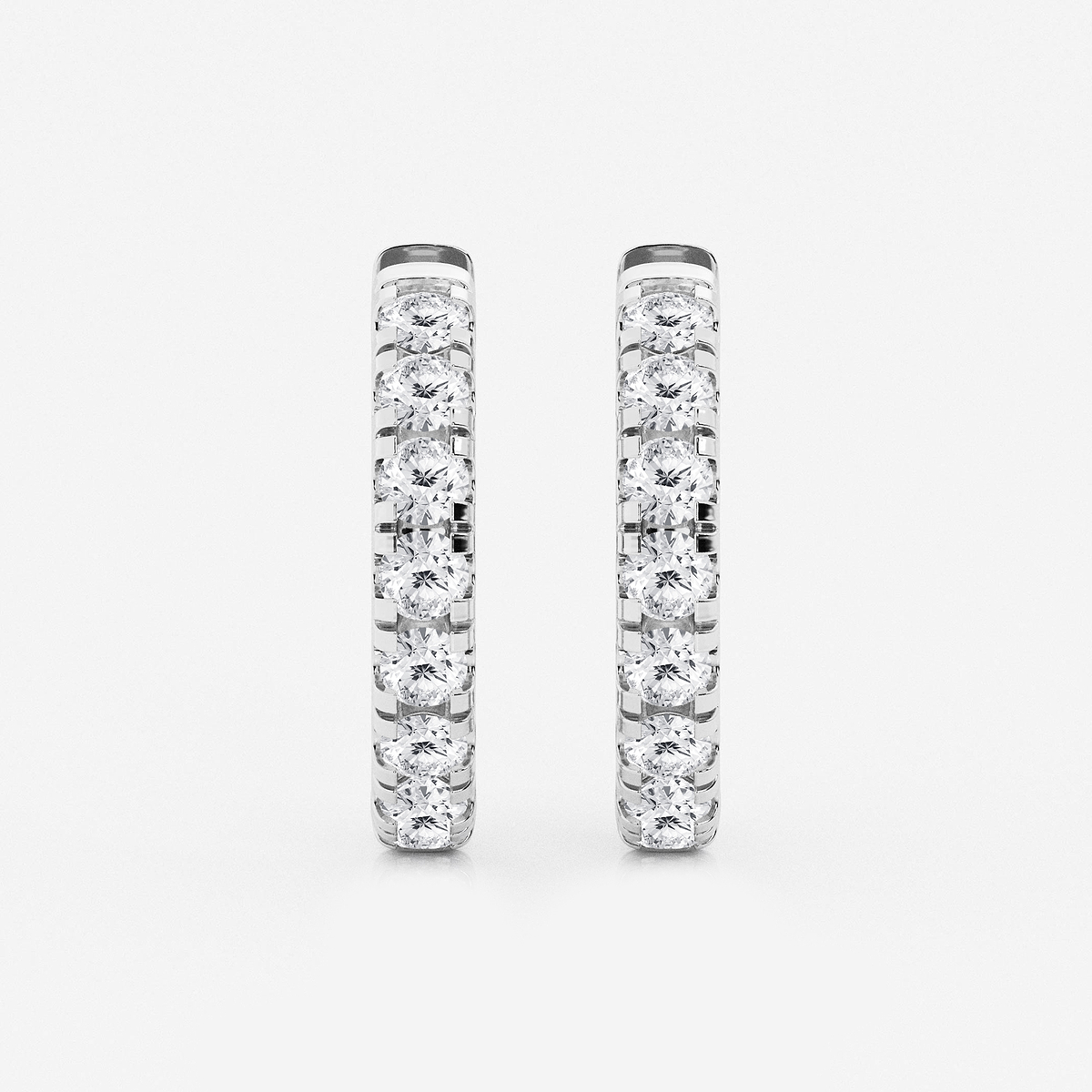 2 ctw Round Lab Grown Diamond French Pave Hoop Earrings