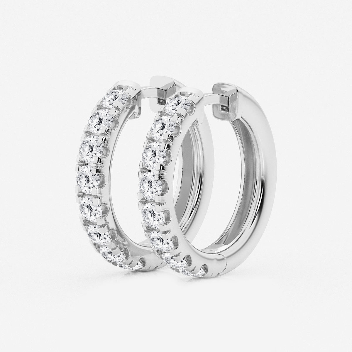 Additional Image 1 for  2 ctw Round Lab Grown Diamond French Pave Hoop Earrings