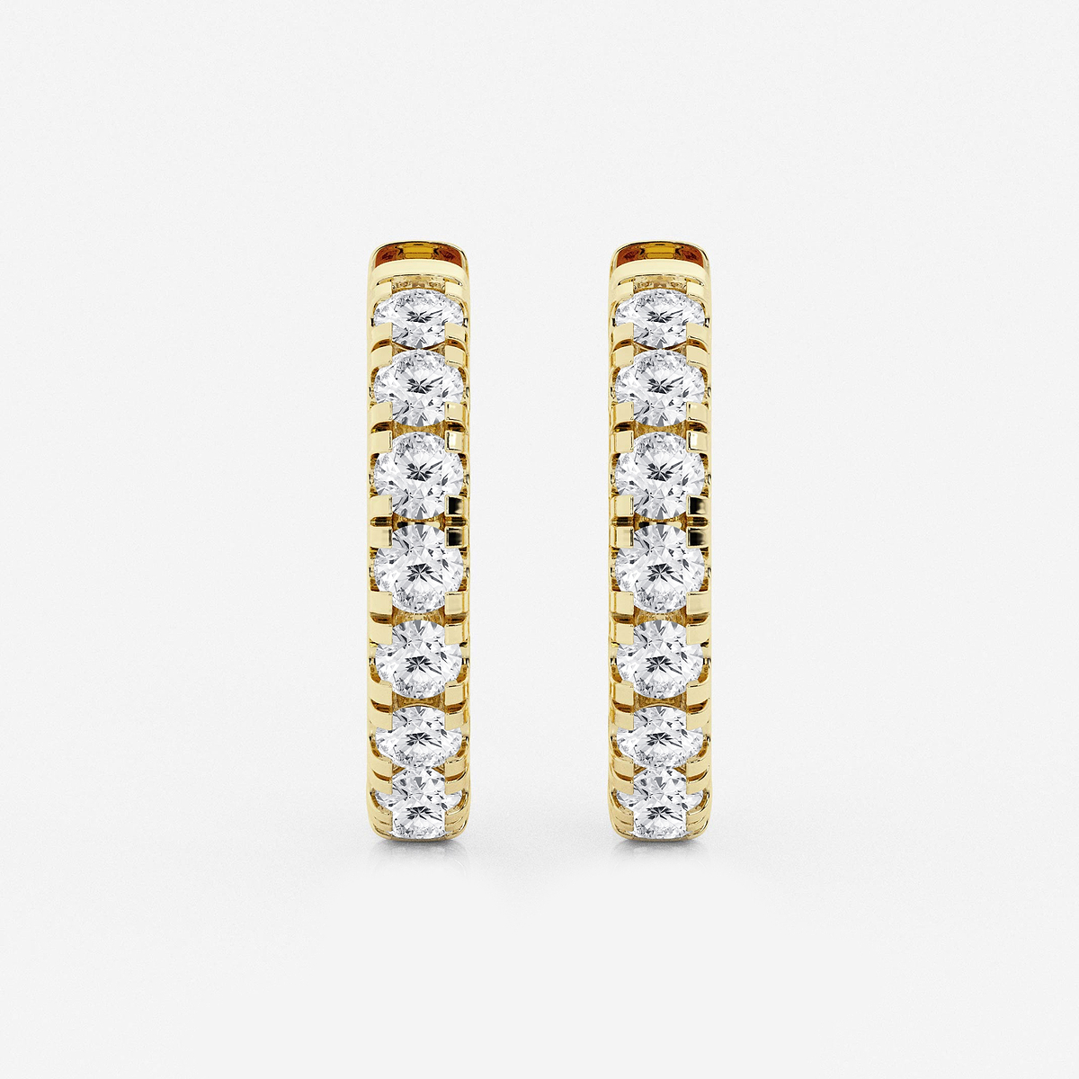 2 ctw Round Lab Grown Diamond French Pave Hoop Earrings